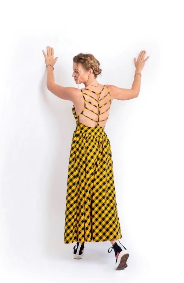 knee length dresses for ladies frida gingham maxi dress *restocked* – shop zoco main image 0