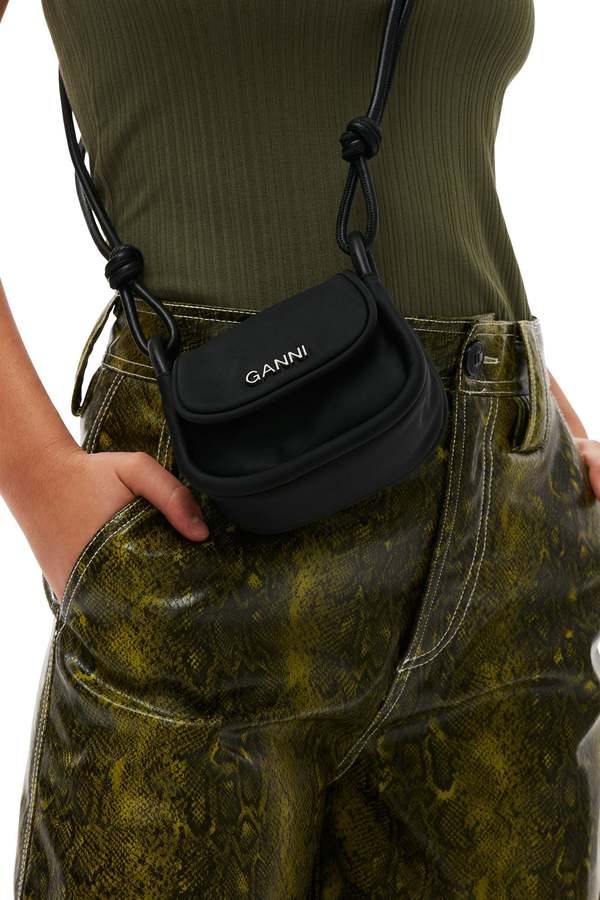 Ganni Knot Mini Flap Over - Black | Garmentory