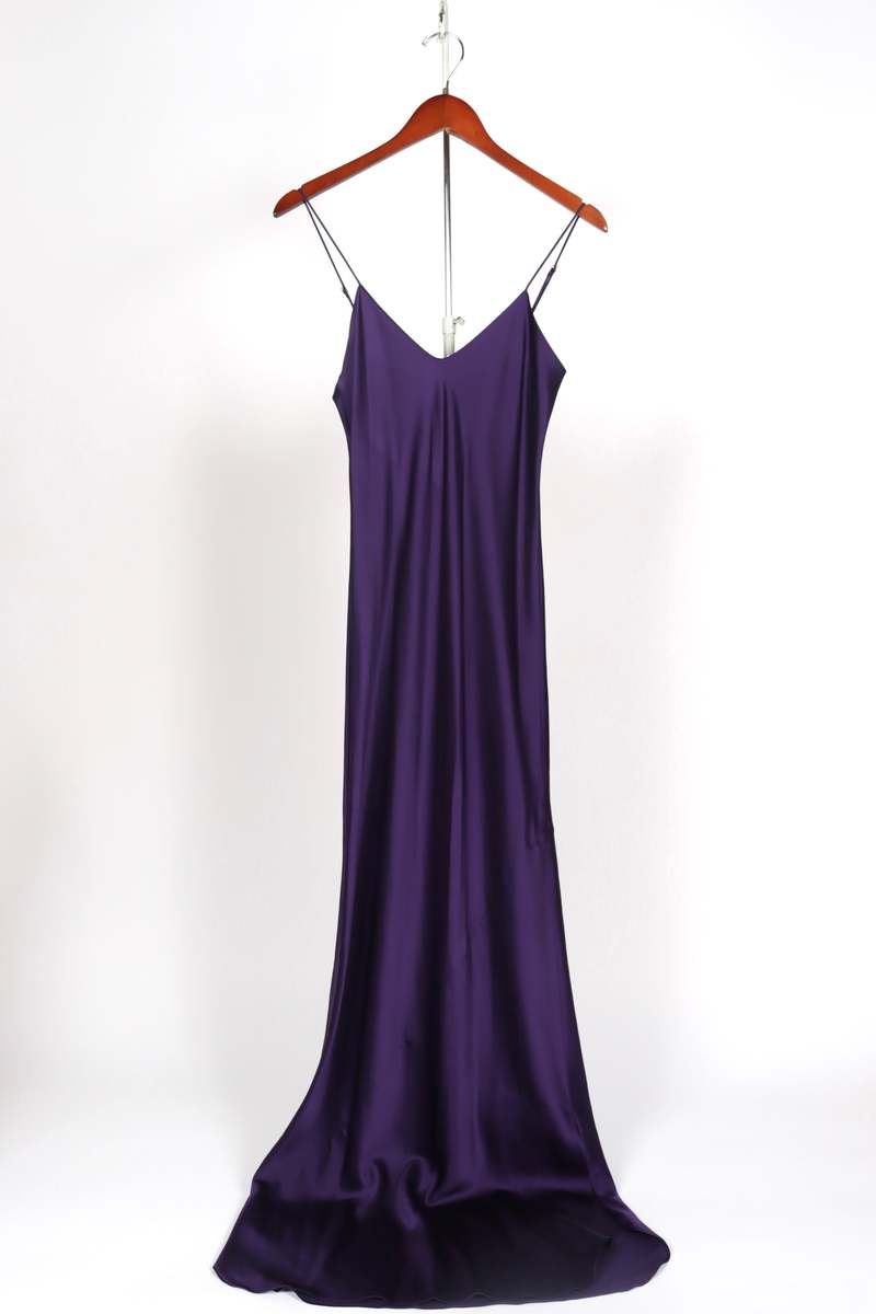 nili lotan purple slip dress fitted lace wedding dress Nili Lotan // Purple Silk Slip Dress VSP Consignment
