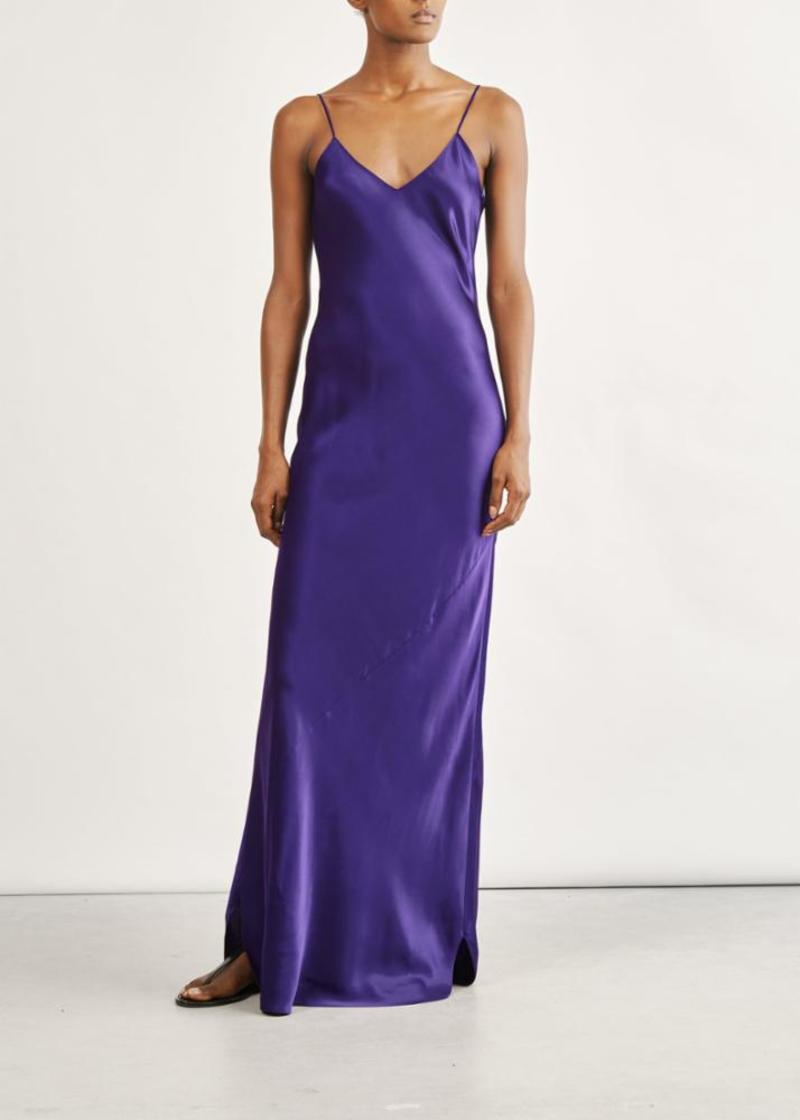 nili lotan purple slip dress nili lotan slip dress Nili Lotan Women's Adelie Gown Black, 6