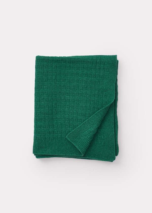  Caramel SMALL KNIT BLANKET - SEA GREEN