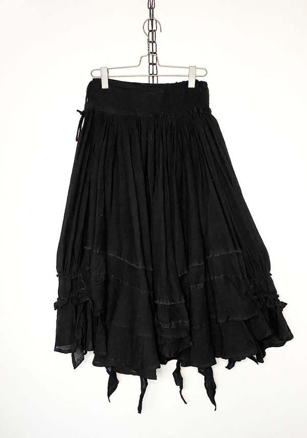 Asymmetric Semi-Sheer Layered Ruffle Detail Maxi Skirt in