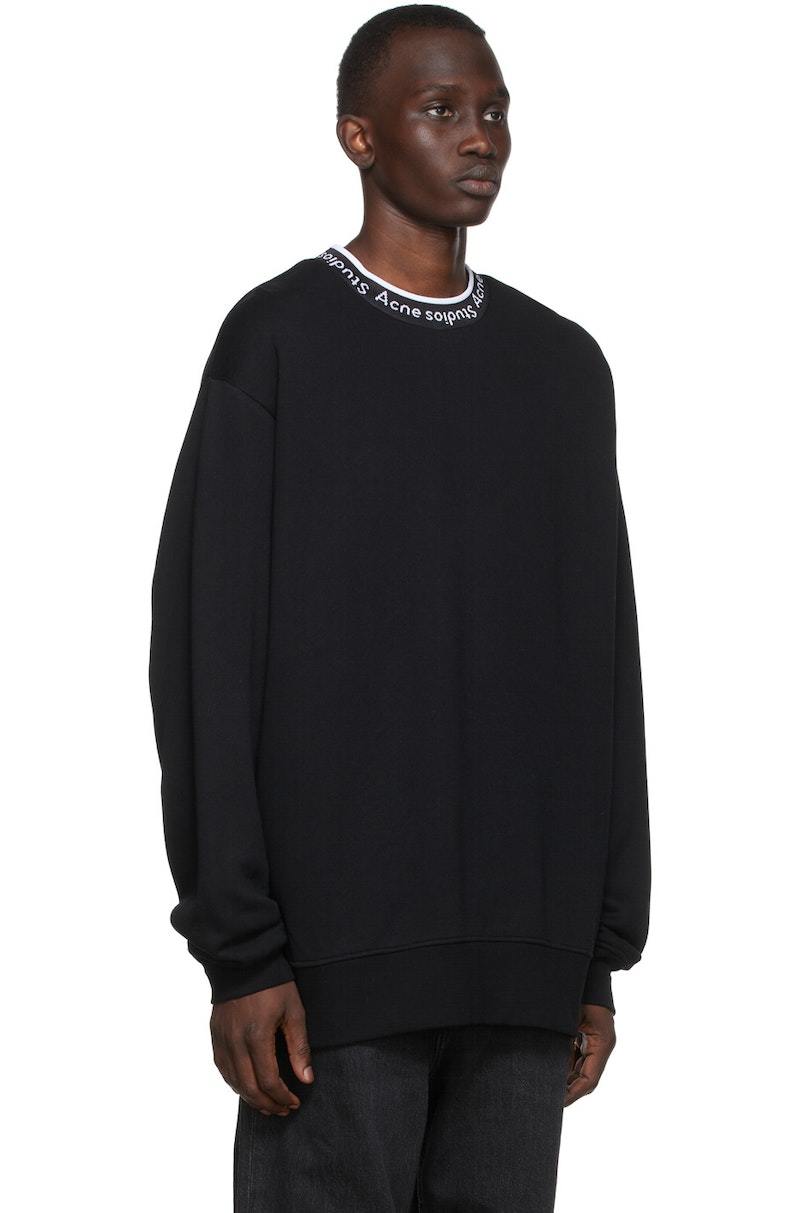Acne Studios Logo Collar Sweatshirt - Black | Garmentory