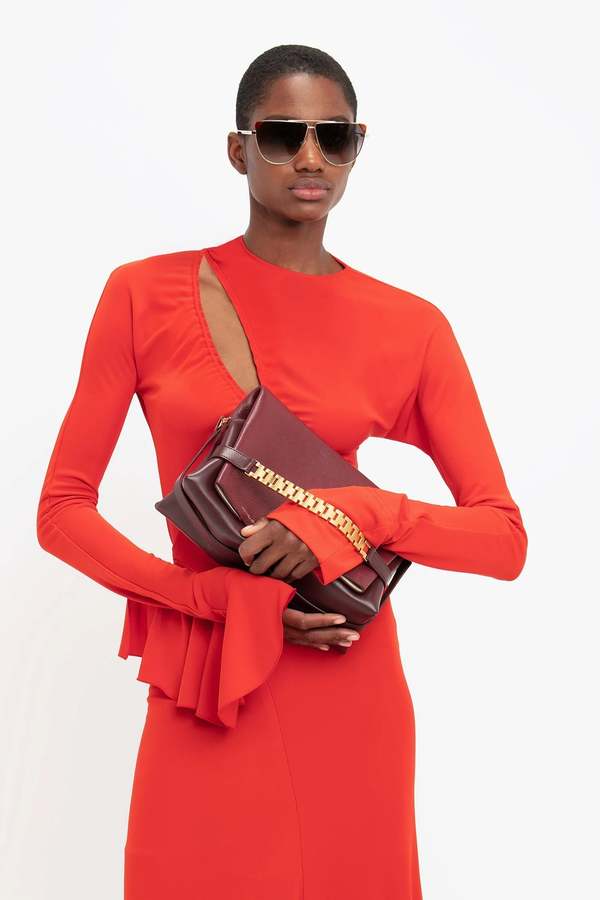 Victoria Beckham Asymmetric Slash Jersey Dress - Crimson | Garmentory