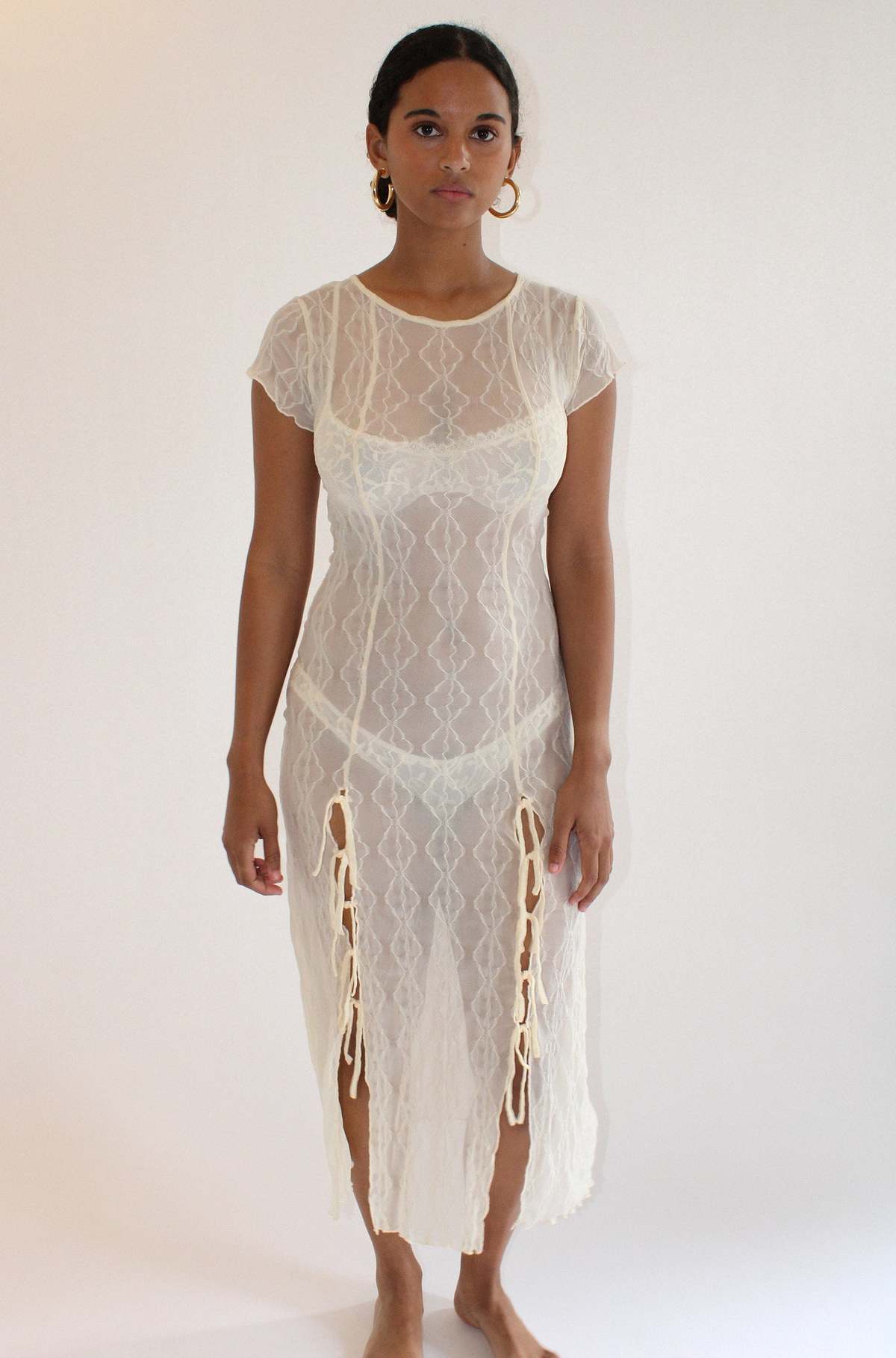 Find Me Now Mariposa Lace Midi Dress - Cloud