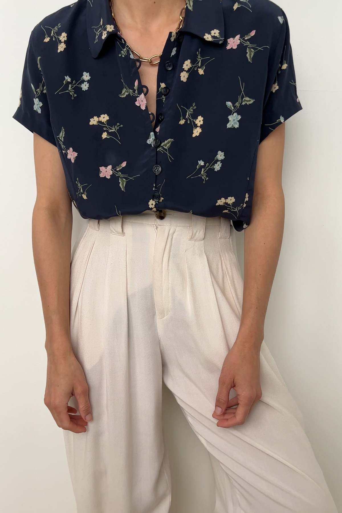 Vintage Floral Patchwork Blouse (S/M)