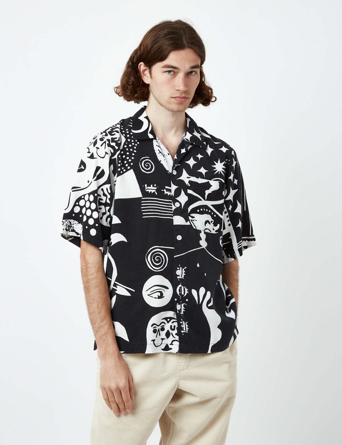 Polar Skate Co. Spiral Short Sleeve Shirt - Black/White | Garmentory