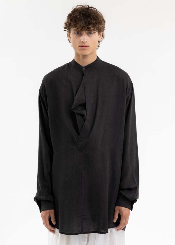 Hed Mayner Band Collar Shirt - DARK BROWN | Garmentory