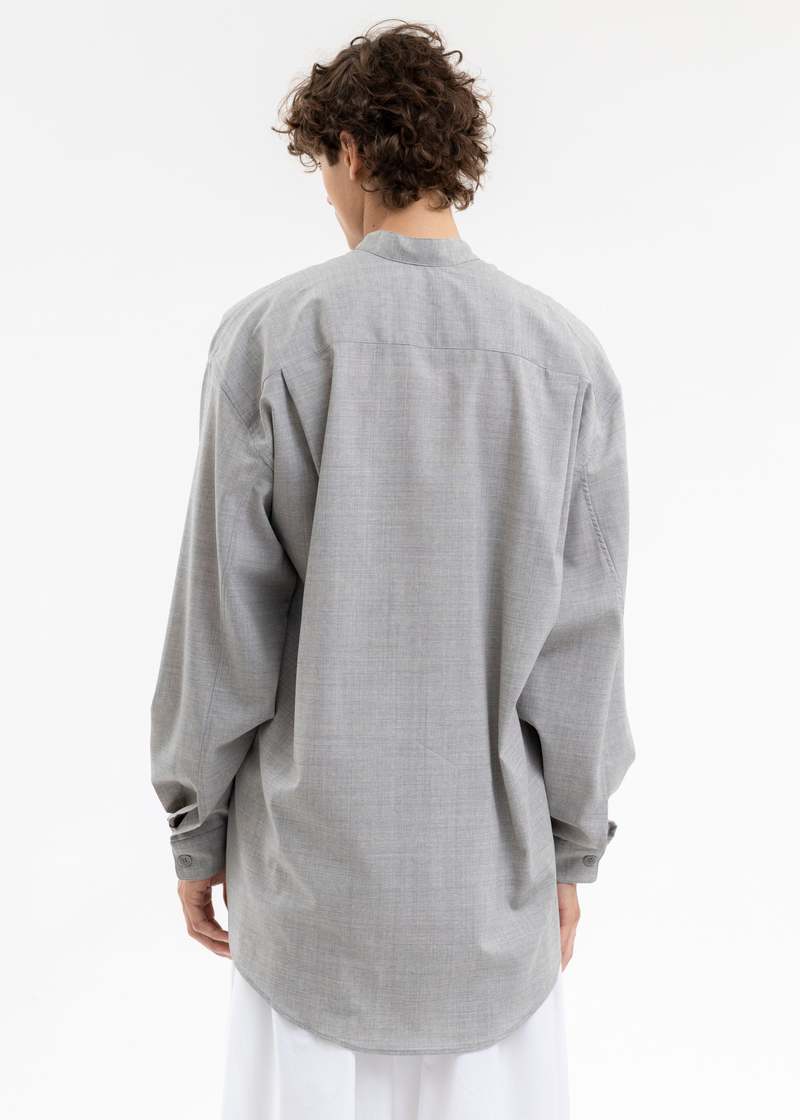 Hed Mayner Band Collar Shirt - Grey | Garmentory