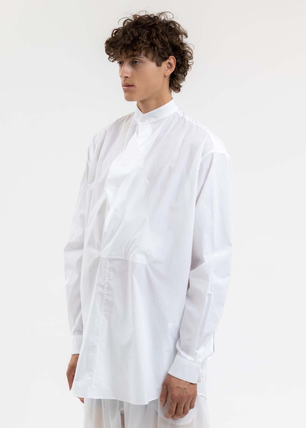 Band Collar Shirt White main image 1