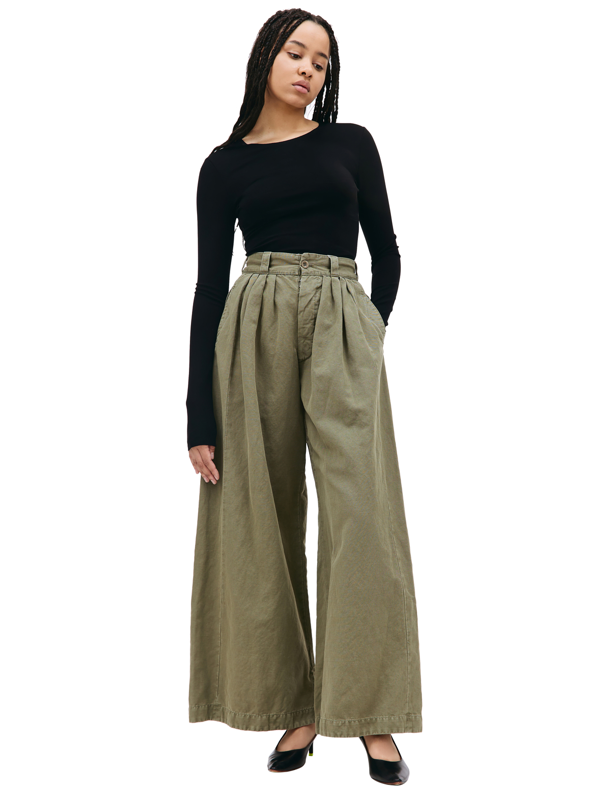 Maison Margiela Wide Leg Trousers - Khaki - Image 1 of 5