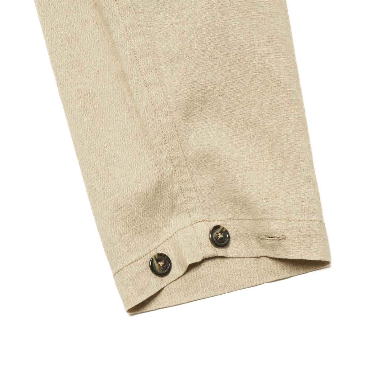 French Khaki V Neck Dot Summer Linen Shirt Top main image 0