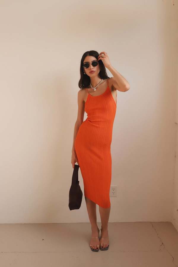 NIA Open Back Knit Dress - Citrus | Garmentory
