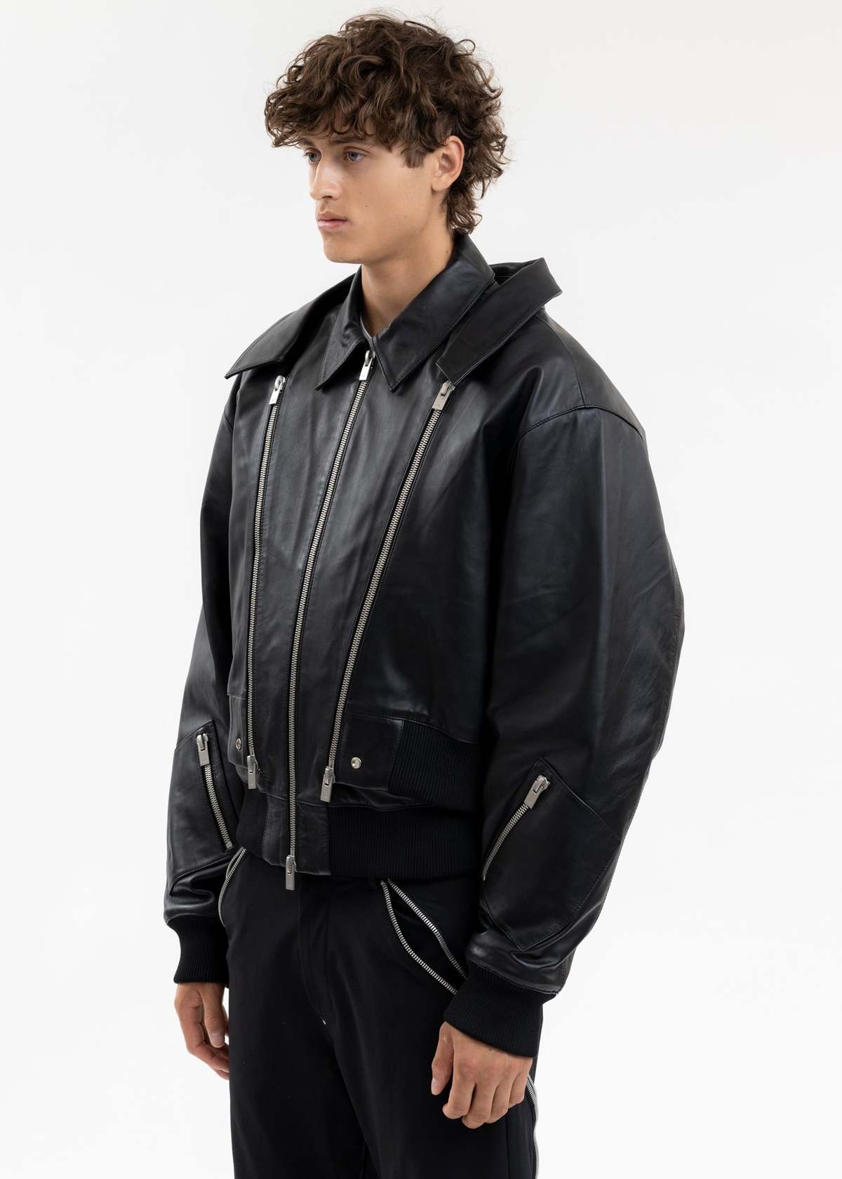Heliot Emil NIVEOUS LEATHER JACKET BLACK - Main Image
