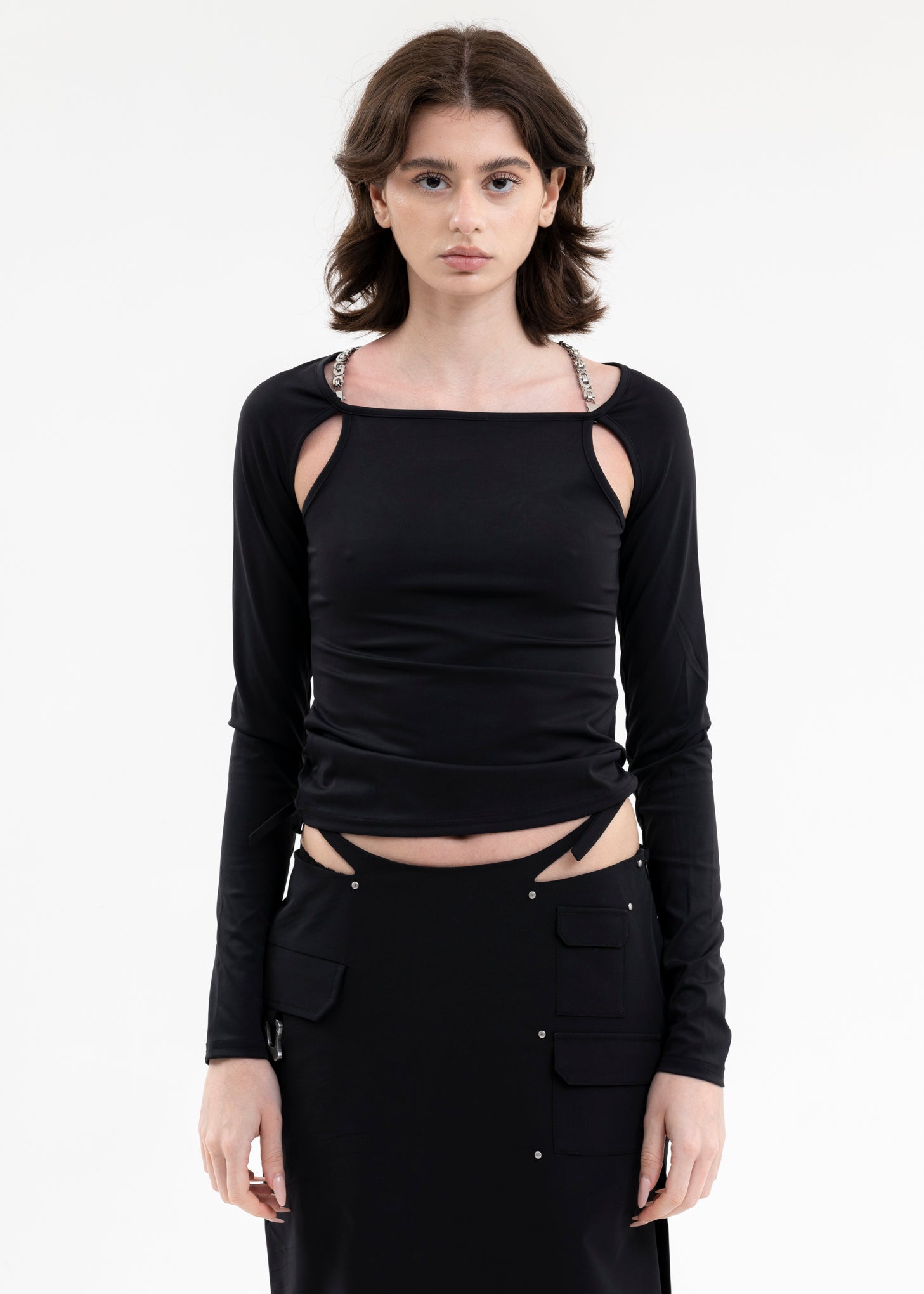 トップス 19AW heliot emil HELIOT EMIL cut-out long-sleeve Top | Black | FARFETCH