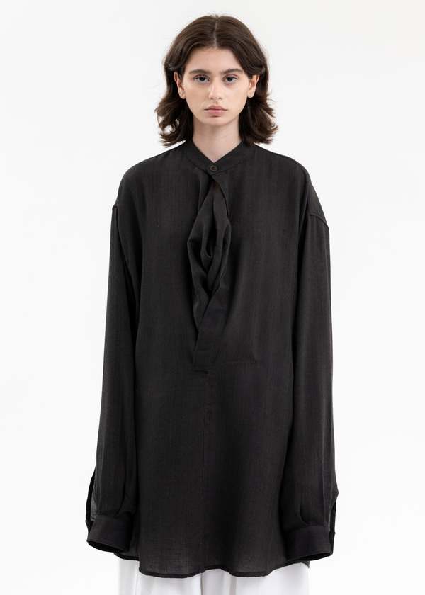 Hed Mayner Band Collar Shirt - DARK BROWN | Garmentory
