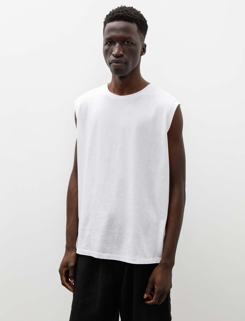 Comoli Mens Open End Cotton Sleeveless T-Shirt - White | Garmentory