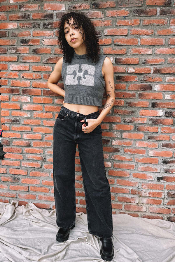 Ganni GRAPHIC CROPPED VEST - Gray | Garmentory