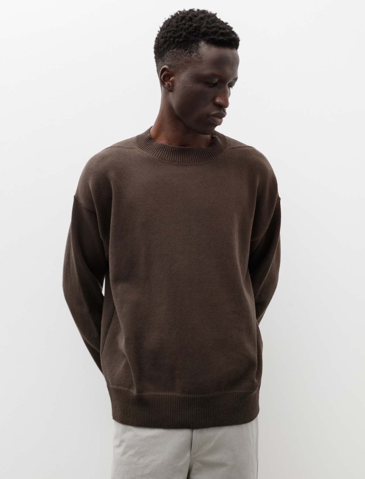 Margaret Howell MHL Flatlock Guernsey Cotton Sweater - Bark 