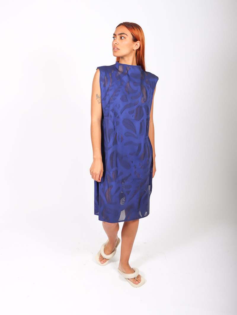 Issey Miyake A POC Bloom Dress - Navy | Garmentory