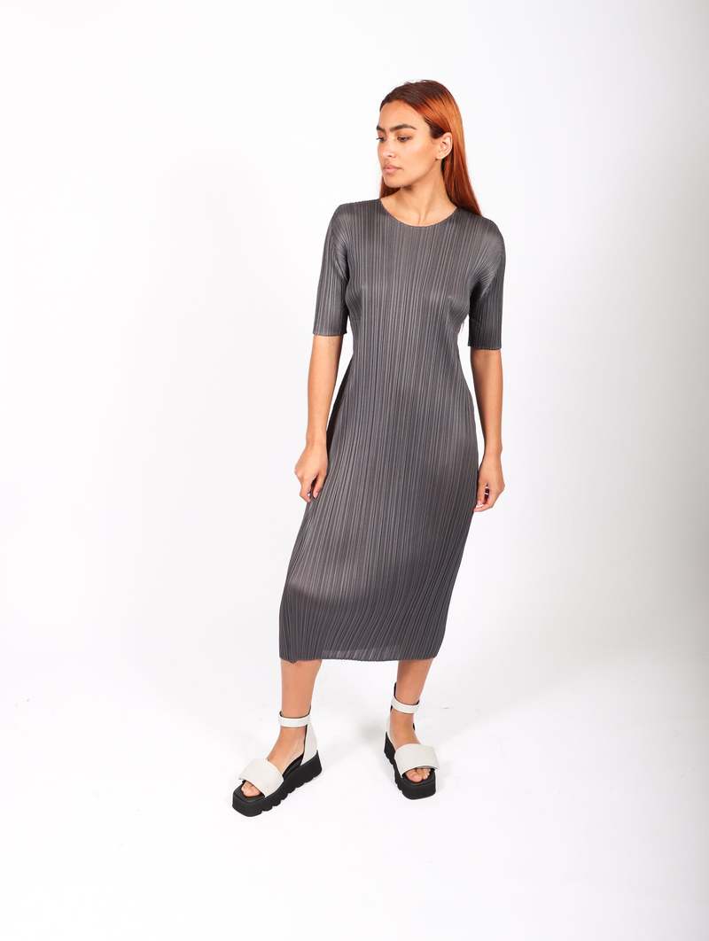 Pleats Please by Issey Miyake May Monthly Colors Dress - Dark Gray 