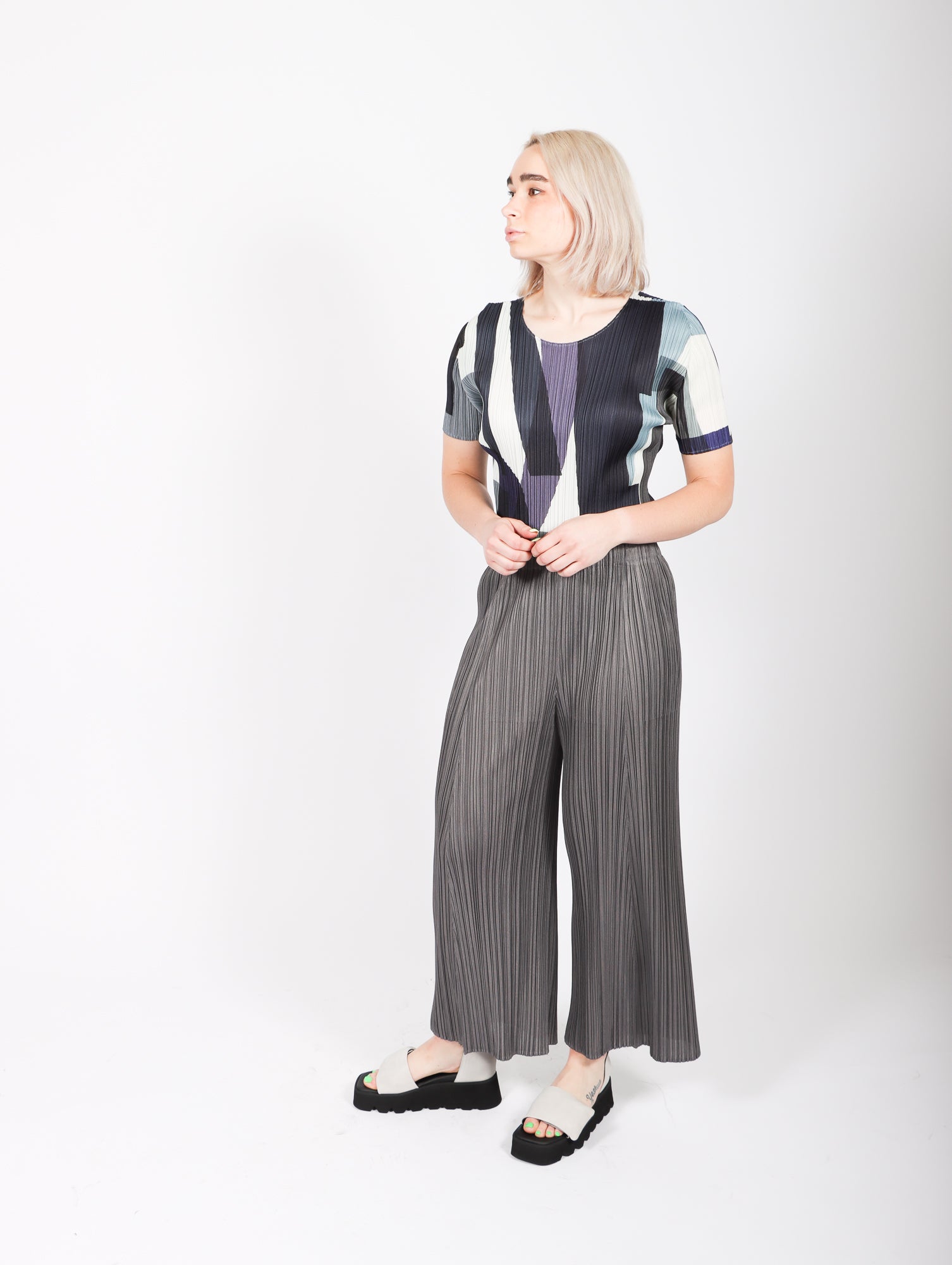 Pleats Please by Issey Miyake Mellow Pleats Pants - Dark Gray