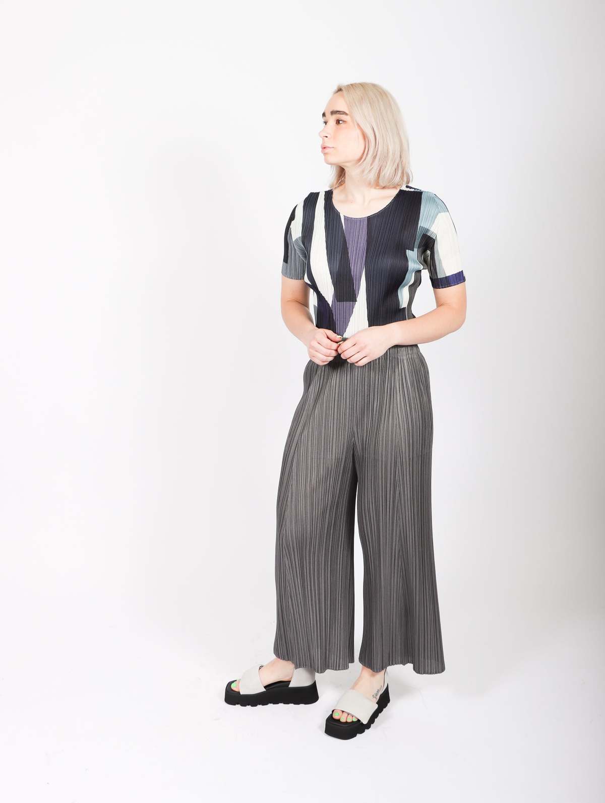 Pleats Please by Issey Miyake Mellow Pleats Pants - Dark Gray