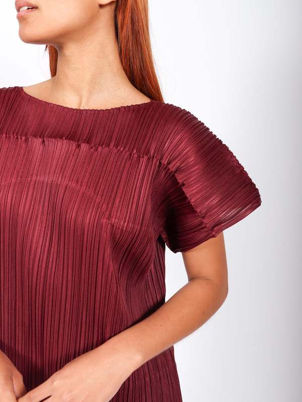 カットソー(半袖/袖なし) PLEATS PLEASE ISSEY MIYAKE BURGUNDY PLEATS PLEASE ISSEY MIYAKE: Burgundy Monthly Colors October Top