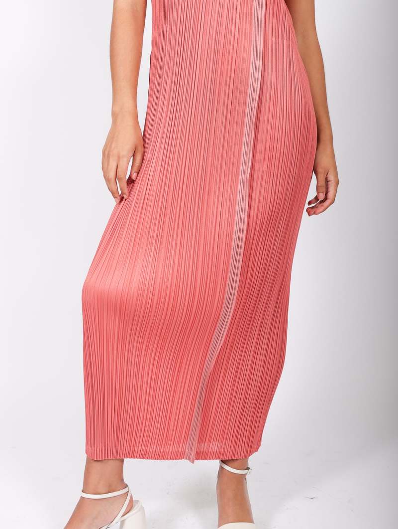 strapless open back dress Carly Pleated Midi Dress Floral Coral
