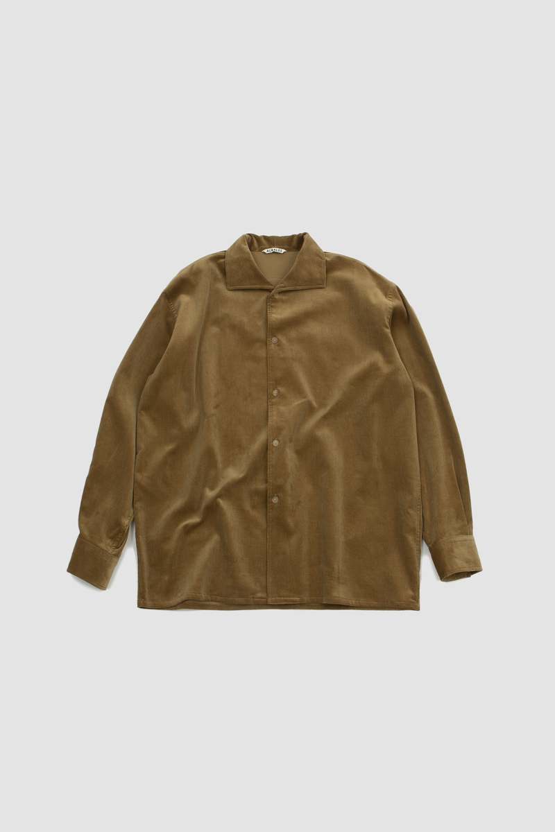AURALEE FINX CORDUROY SHIRT KHAKI