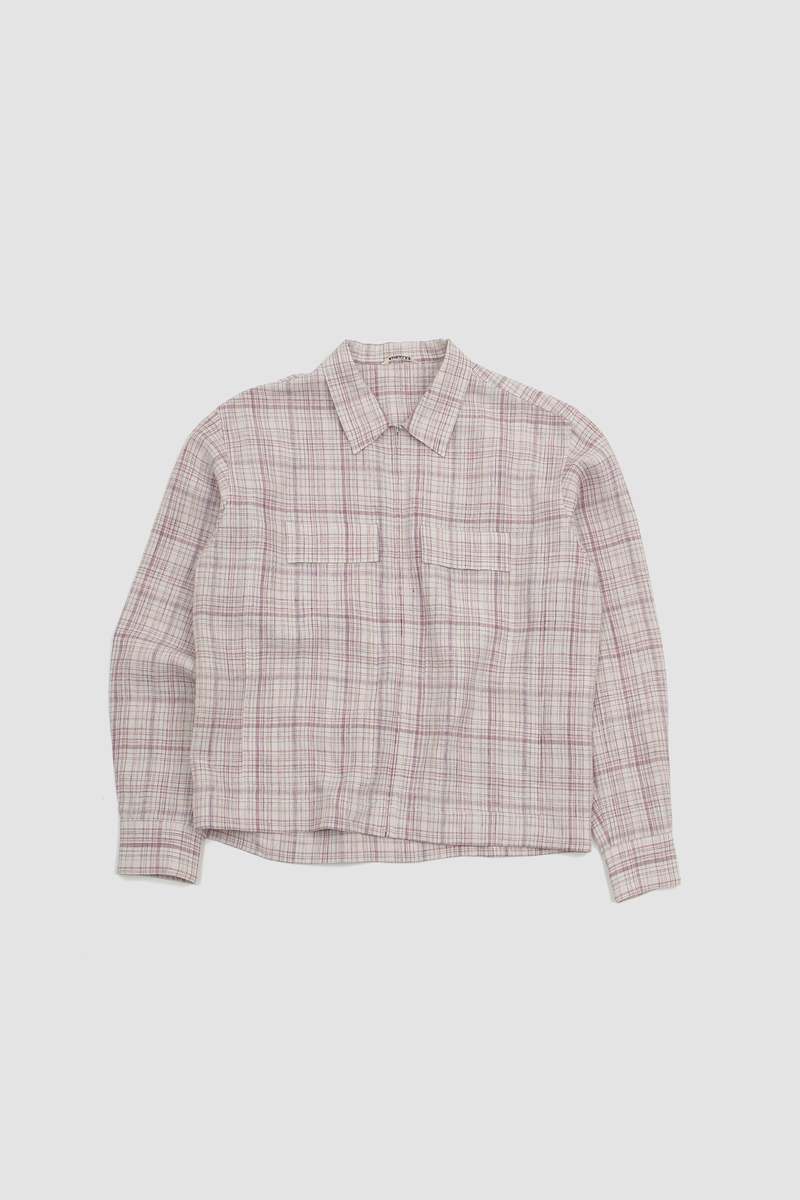 Auralee Linen Silk Check Zip Blouson - White/Purple | Garmentory