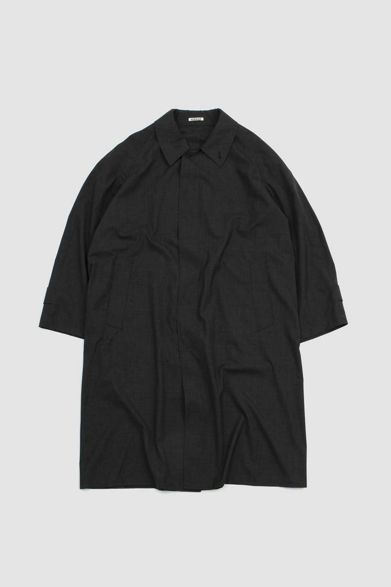 Auralee Super Fine Tropical Wool Soutien Collar Coat Top