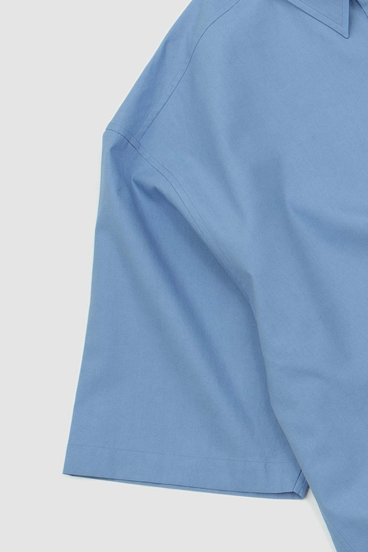 Auralee Washed Finx Twill Big Half Sleeve Shirt - Blue | Garmentory
