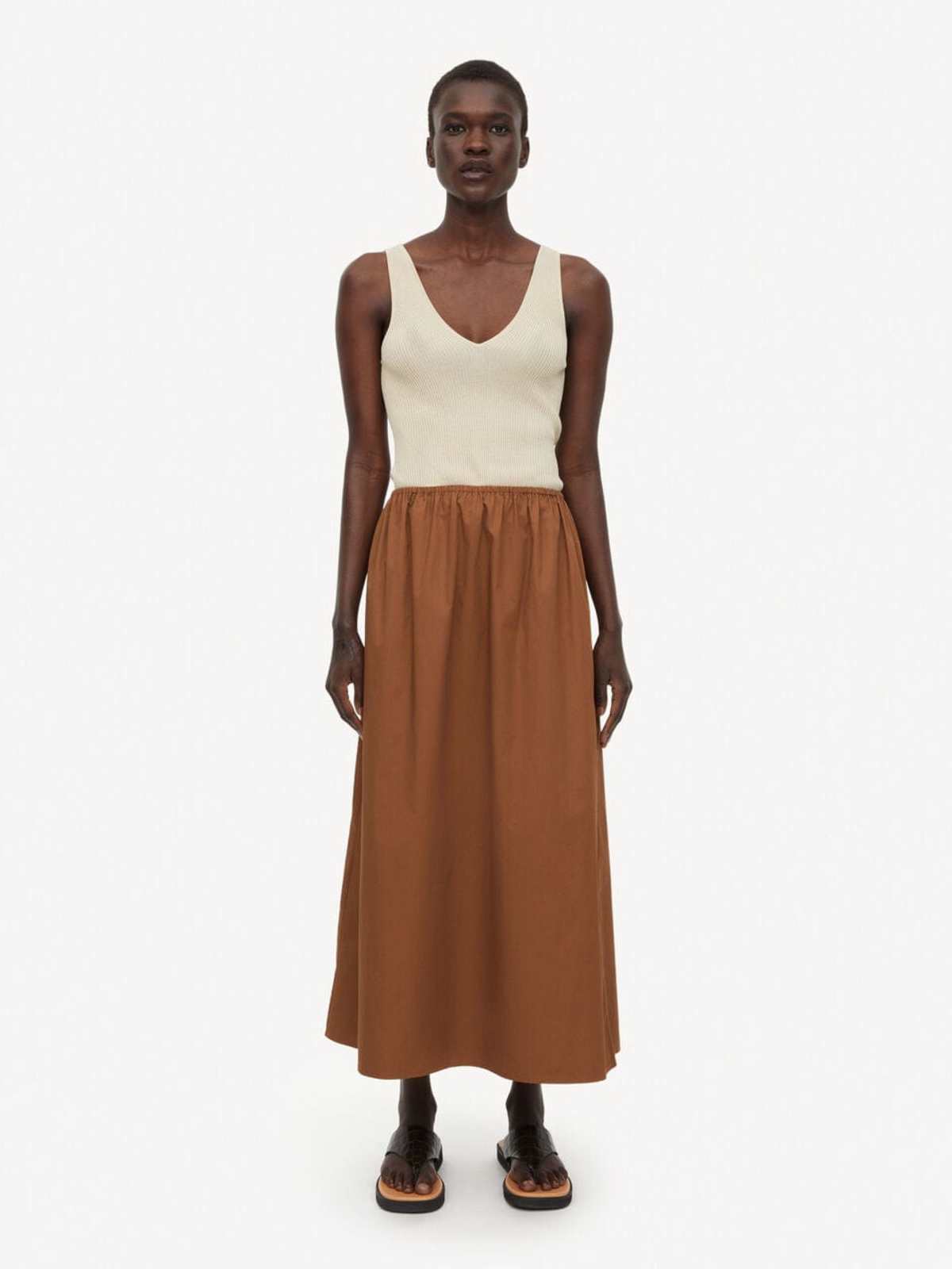 By Malene Birger Maryl Midi Skirt - Bison | Garmentory