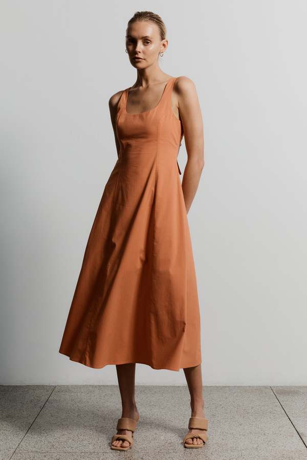 Third Form FLOWERS FOR YOU FLARE MIDI DRESS - GUAVA | Garmentory