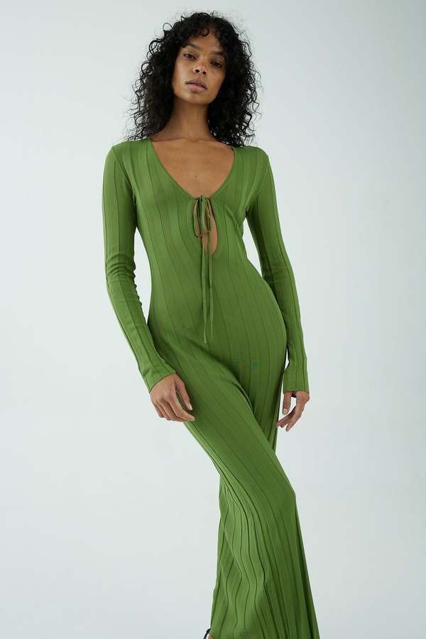 Third Form LIAISON KNIT KEYHOLE MAXI DRESS - JUNIPER | Garmentory