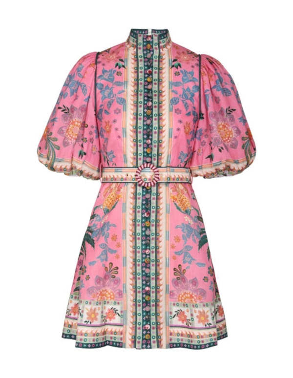 ワンピース ZIMMERMANN Woman Dress Pink 4299TS251 GVMNG Zimmermann Poppy Frill Edge Midi Dress in Crimson Floral | FWRD