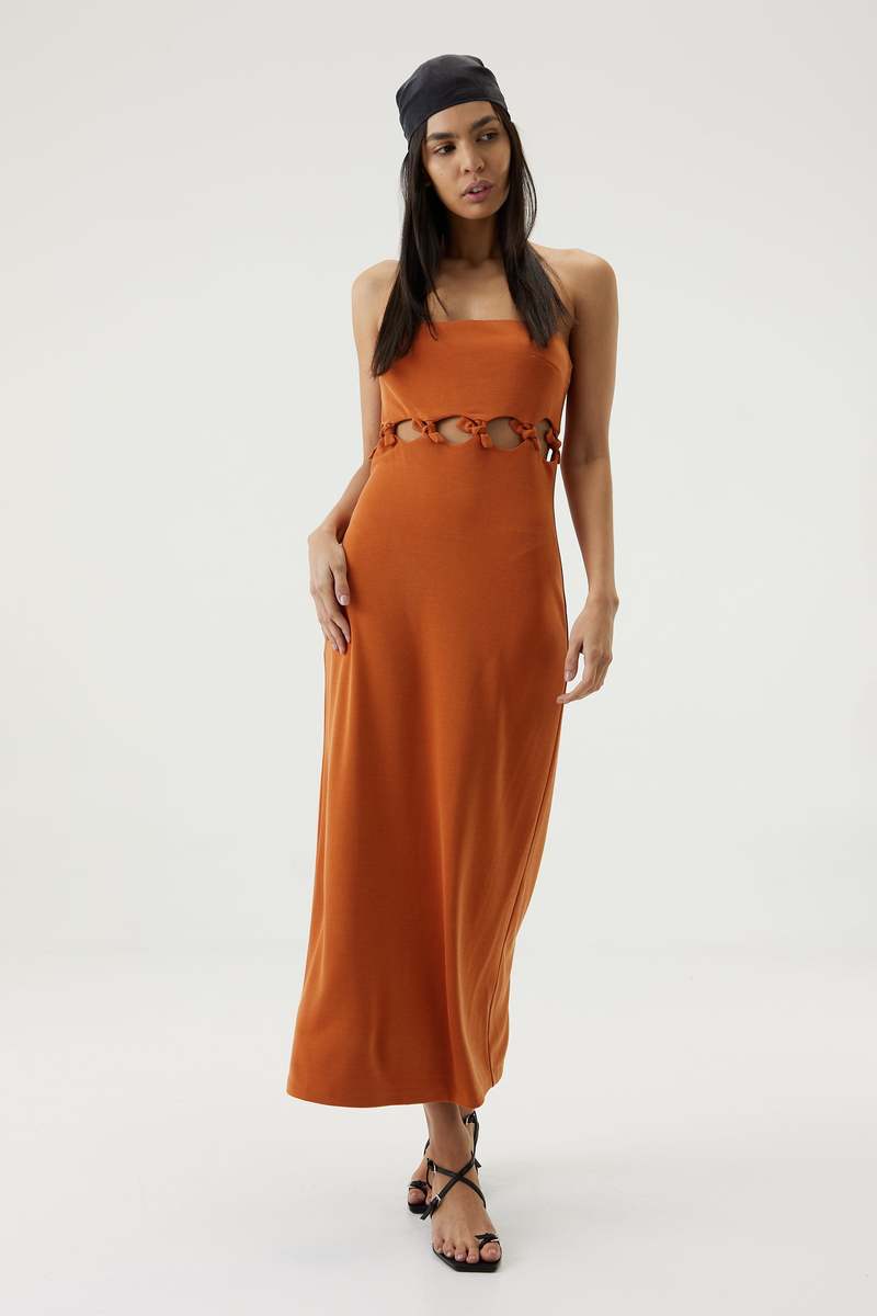 Third Form Tie Down Strapless Midi - Burnt Orange | Garmentory Third Form Tie Down Strapless Midi - Burnt Orange | Garmentory