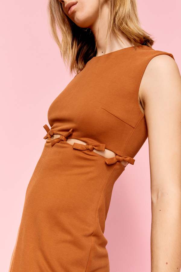 open lace back dress BCBG Maxazria orange pink tank maxi dress size 0