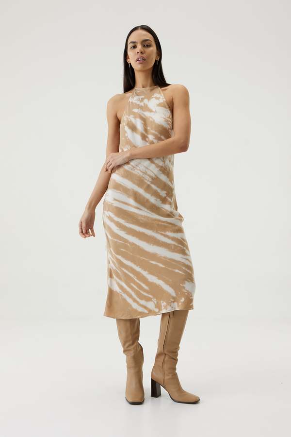 knee length dresses for ladies Stolen Stores Halter Bias Maxi Slip Dress in Cobalt