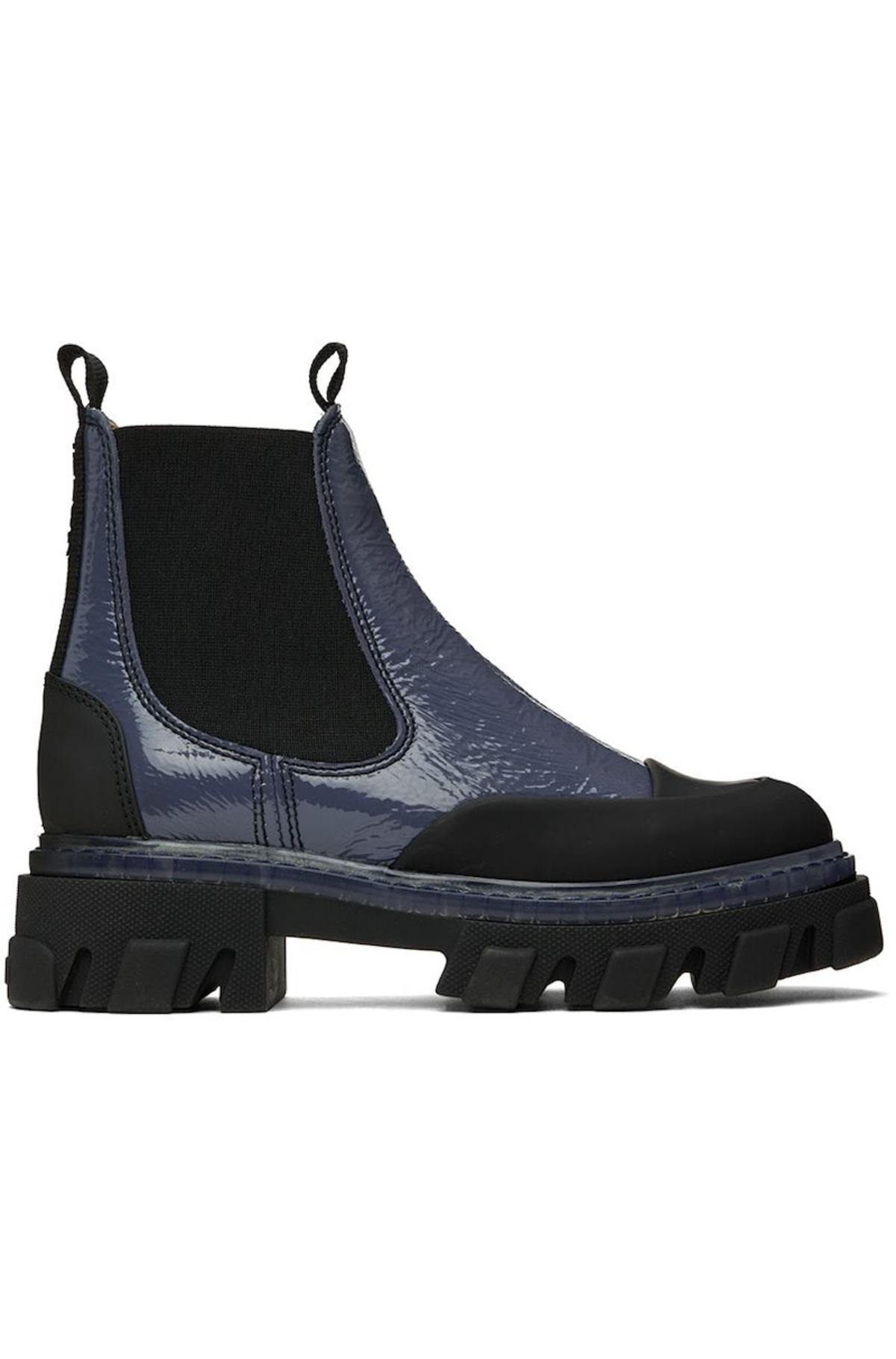 GANNI Cleated Low Chelsea Boots - Blue | Garmentory