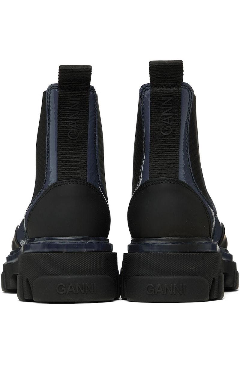 【関税込み】GANNI ブルー Cleated Low チェルシーブーツ GANNI Cleated Low Chelsea Boots - Blue | Garmentory