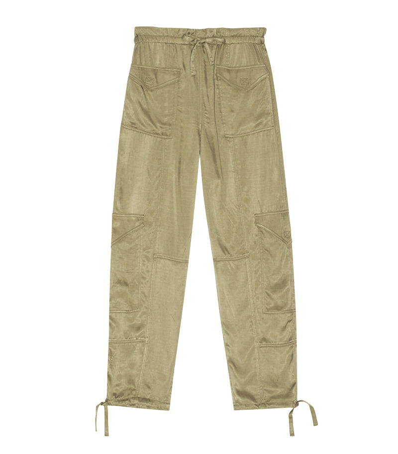 Ganni Washed Satin Pants - Aloe | Garmentory