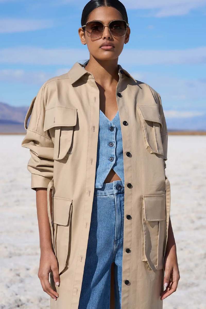 Marissa Webb Dante Crisp Canvas Utility Jacket - Warm Sand