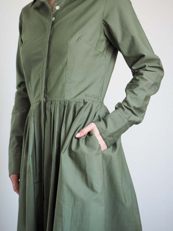 Room 502 Pleated Shirt Dress - Olive Green | Garmentory