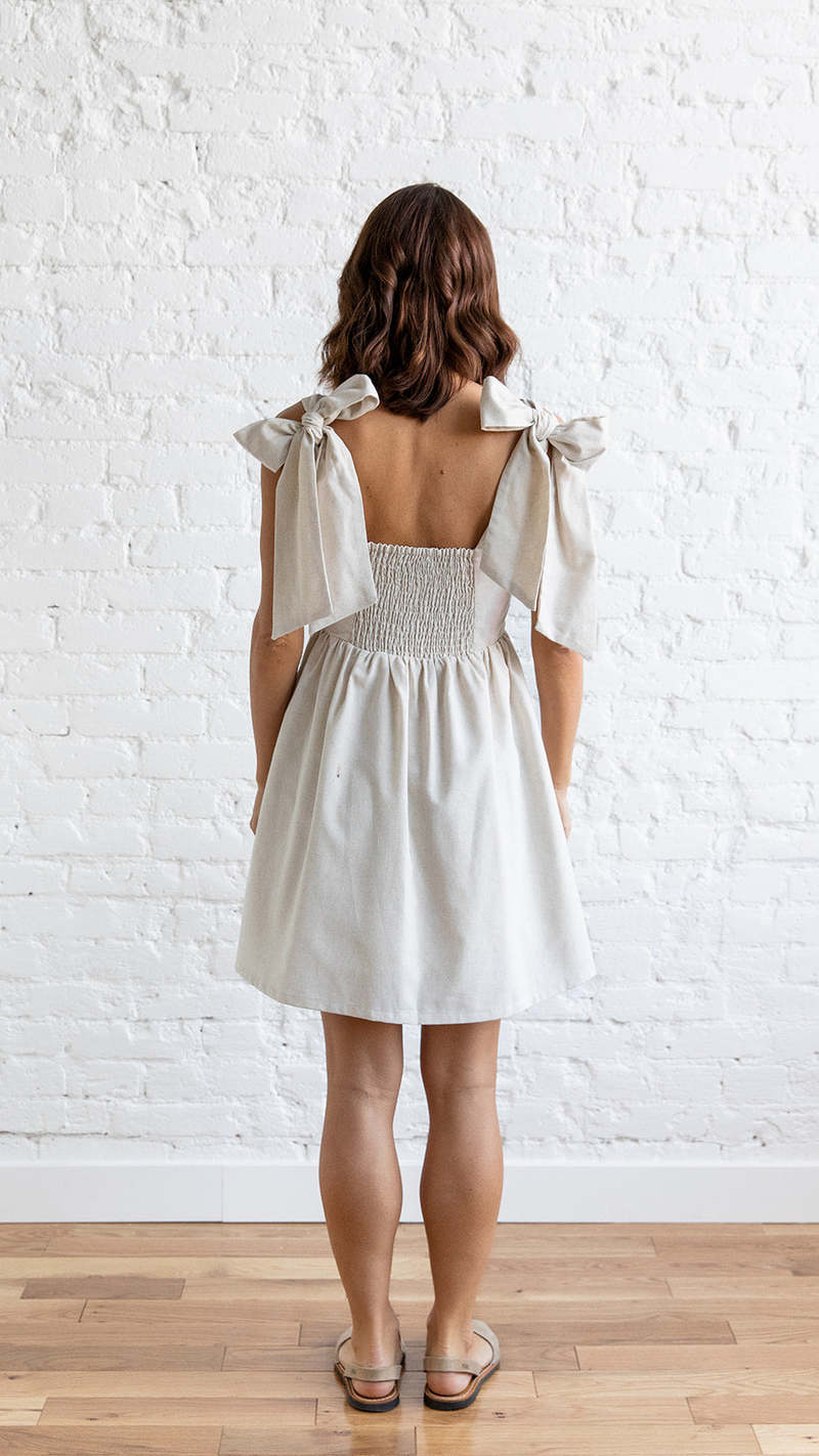 miou muse linen dress Square Neck Linen Dress SNAP-Something New And Pretty