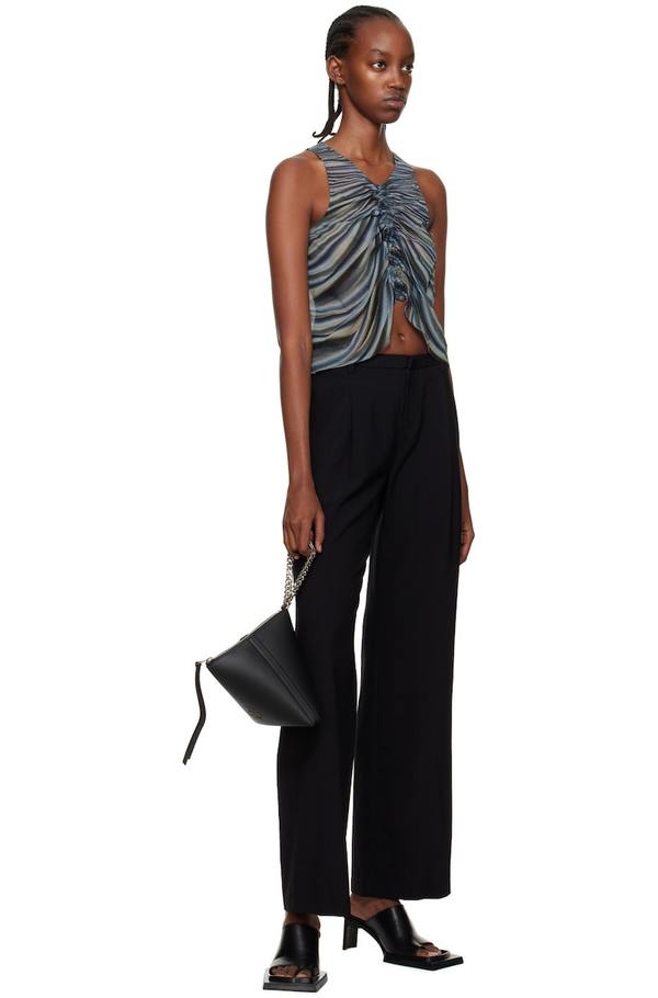 Dion Lee Blue Shirred Drape Tank Top | Garmentory