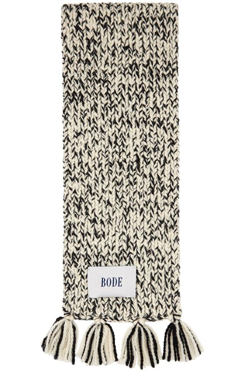 BODE Black & White Gluckow Scarf - Black/Cream | Garmentory