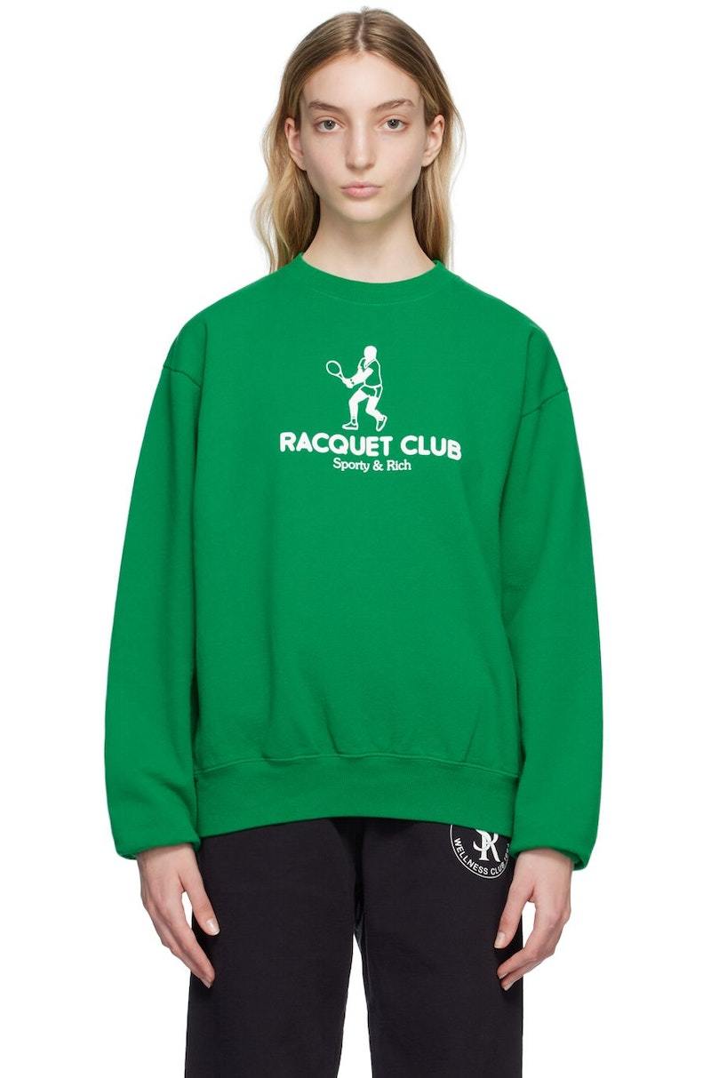 ★Sporty & Rich★ Racquet Club Crew Sweatshirt Green CR854VE Sporty & Rich Green 'Racquet Club' Sweatshirt | Garmentory