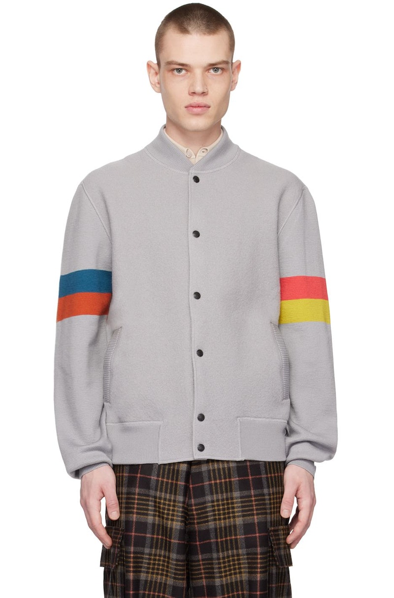 PAUL SMITH Stripe Bomber Jacket - Gray | Garmentory
